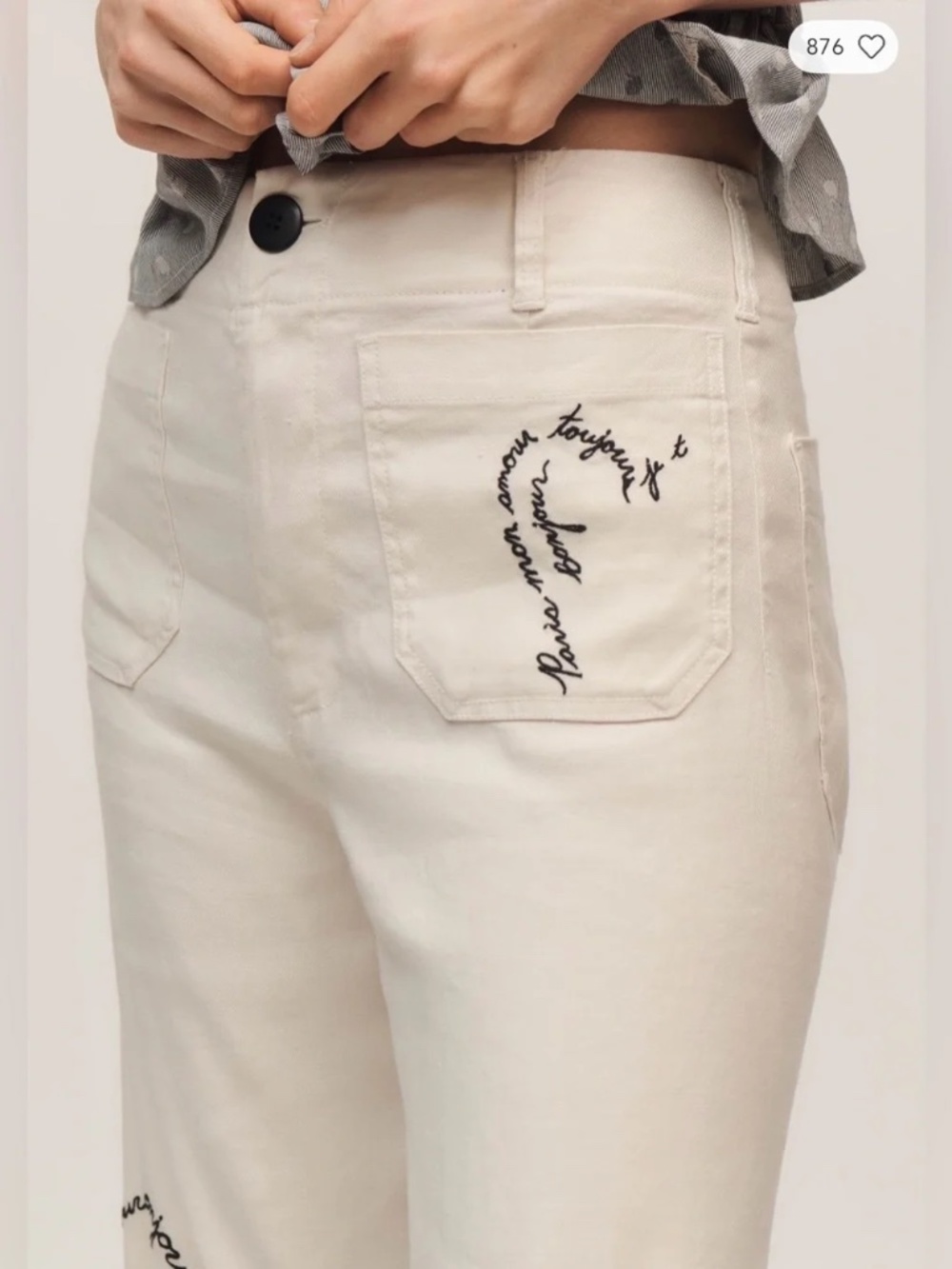 Anthropologie The Colette Linen-Blend Crop Love Notes Trousers by Maeve in Chalk